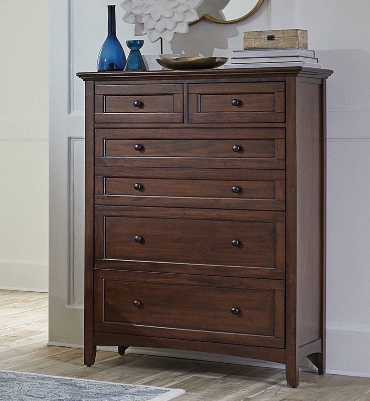 Chest Of Drawers Inset Panel Tall Vertical Storage Dark Wood Satin