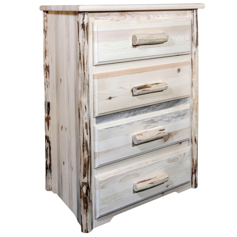Chest Of Drawers Log Corner Posts Bark On Edges 4-Drawer