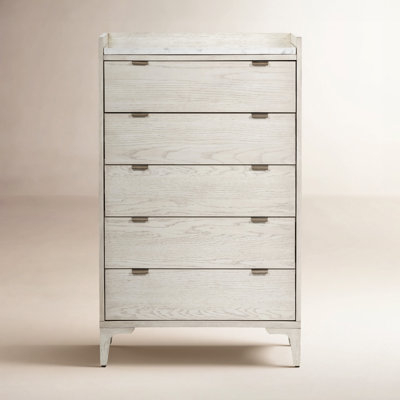 Chest Of Drawers Marble Top Whitewashed Grain Modern Farmhouse Storage