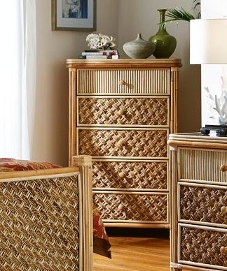 Chest Of Drawers: Mixed Ribbed And Woven Textures, Honey.