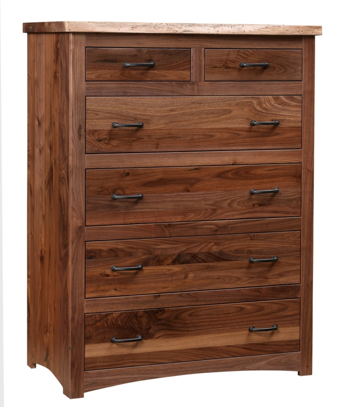 Chest Of Drawers Modern Style Live Edge Top Walnut Toned Grain
