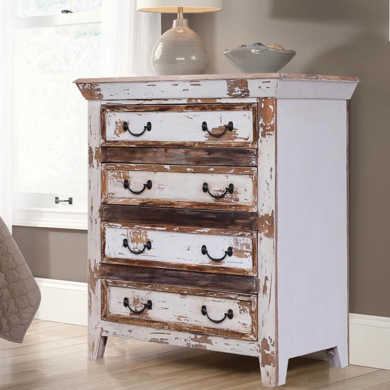 Chest of Drawers Reclaimed Wood Look Heavily Distressed