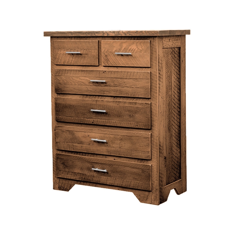 Chest of Drawers Rough Sawn Texture & Silver Bar Pulls Rustic