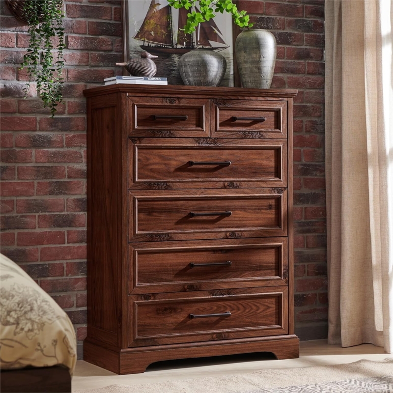 Chest Of Drawers: Rustic Farmhouse Tall Six Drawer Storage