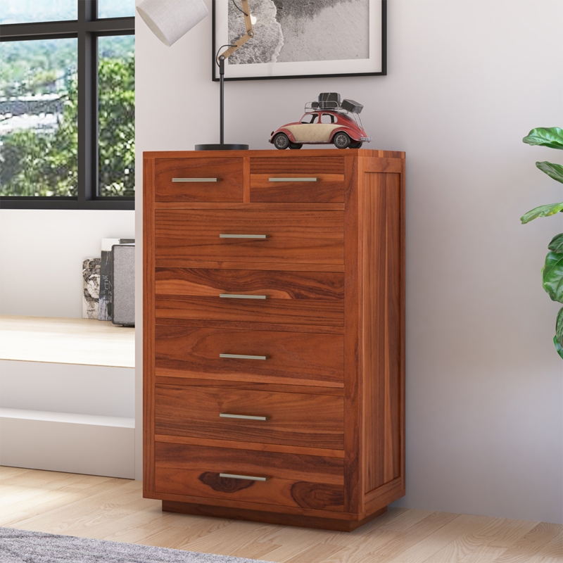 Chest Of Drawers: Rustic Tall Seven Drawer, Pronounced Wood Grain