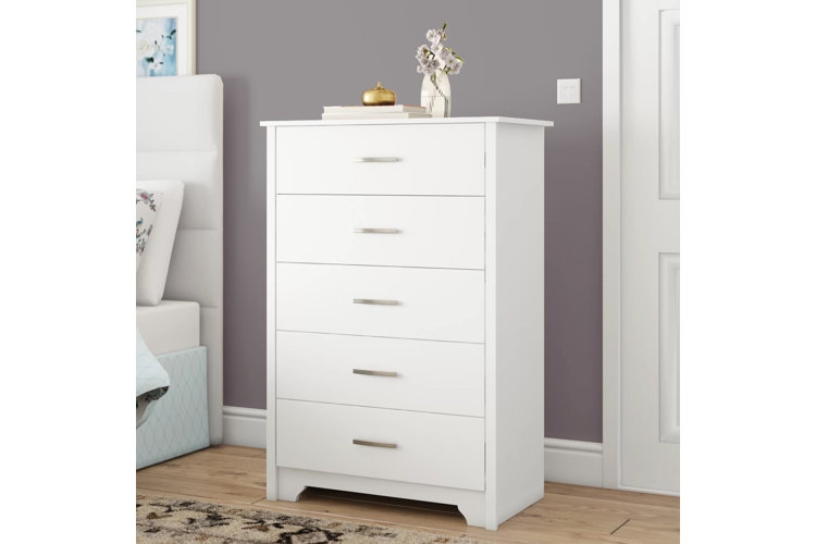 Chest Of Drawers Scalloped Base White Narrow Bedroom Chest