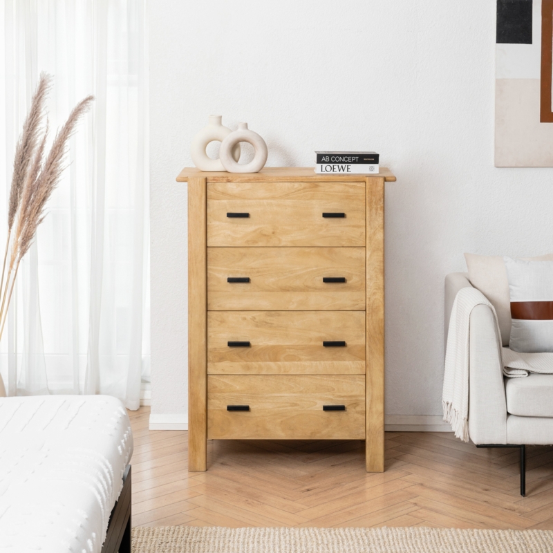 Chest of Drawers Scandinavian Light Wood Four Drawer