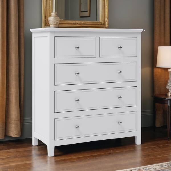 Chest of Drawers, Split Top Drawers, Inset Panel Detailing, White