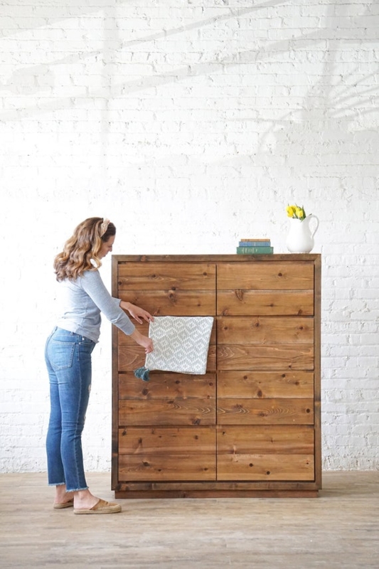 Chest of Drawers: Tall Ten-Drawer Unit with Knotted Wood Grain