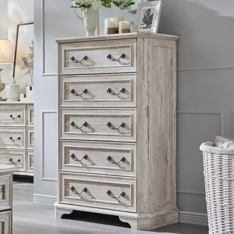 Chest of Drawers Tall Vertical Stack Antique Metal Handles