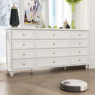 Chest of Drawers Twelve Drawers Gold Knobs Bun Feet