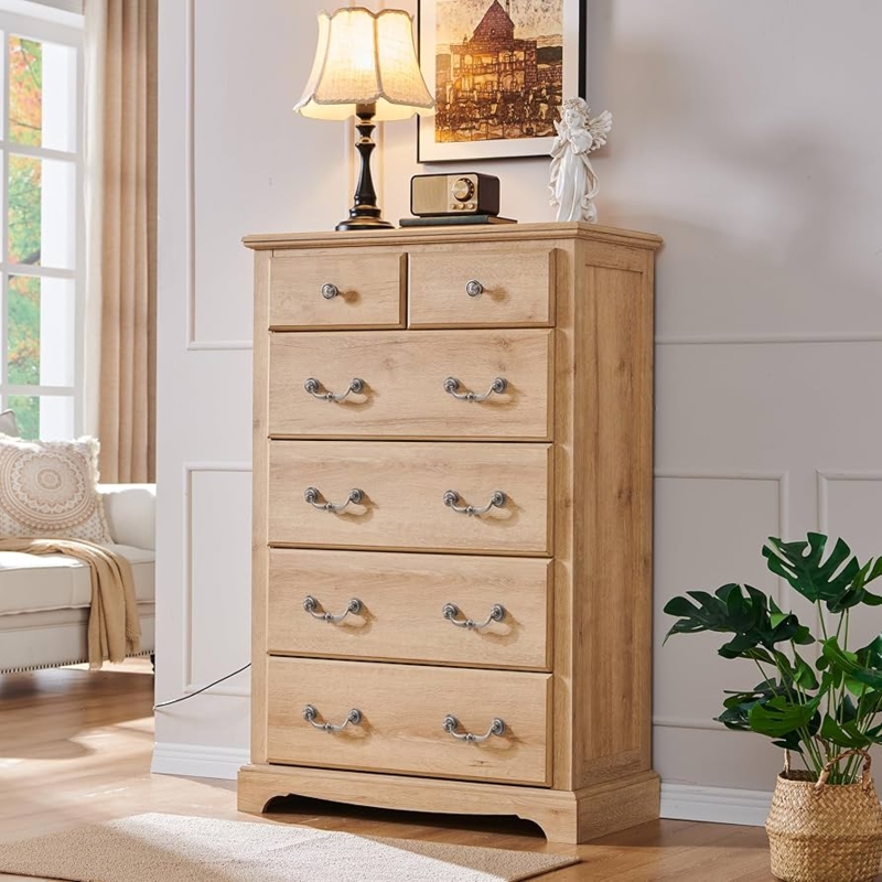 Chest of Drawers Vintage Hardware Curved Base Rustic Tall Silhouette