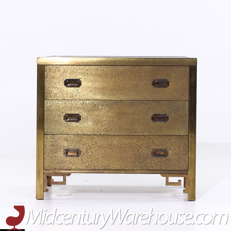 Chest Of Drawers Vintage Mottled Brass with Greek Key Feet