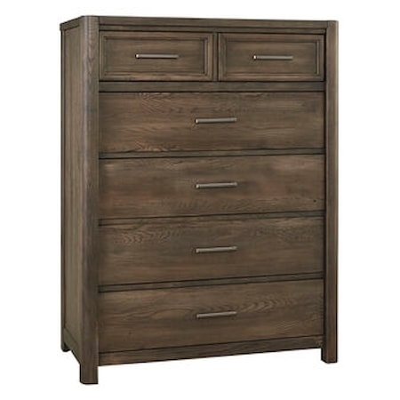 Chest Of Drawers Weathered Wood Split Top Transitional Rustic