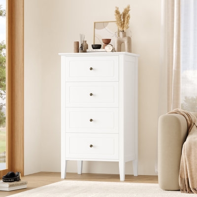 Chest Of Drawers White Tapered Legs Shaker Style Transitional