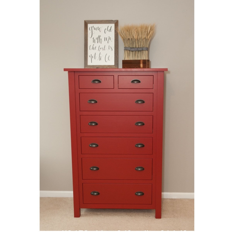 Chest Of Drawers with Seven Drawers Dark Metal Bin Pulls Rustic Farmhouse