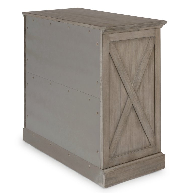 Chest of Drawers with X-Brace Side, Weathered Gray, Plinth Base