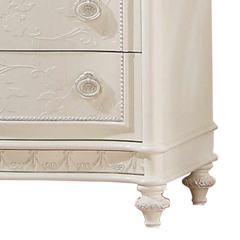Chest Traditional Tall with Floral Relief Carvings and Beaded Molding