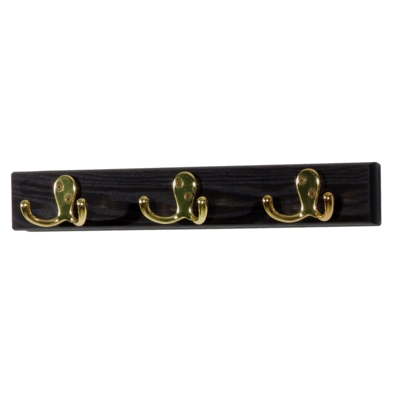 Classic Wall Mounted Coat Rack with Polished Brass Finish Double Hooks
