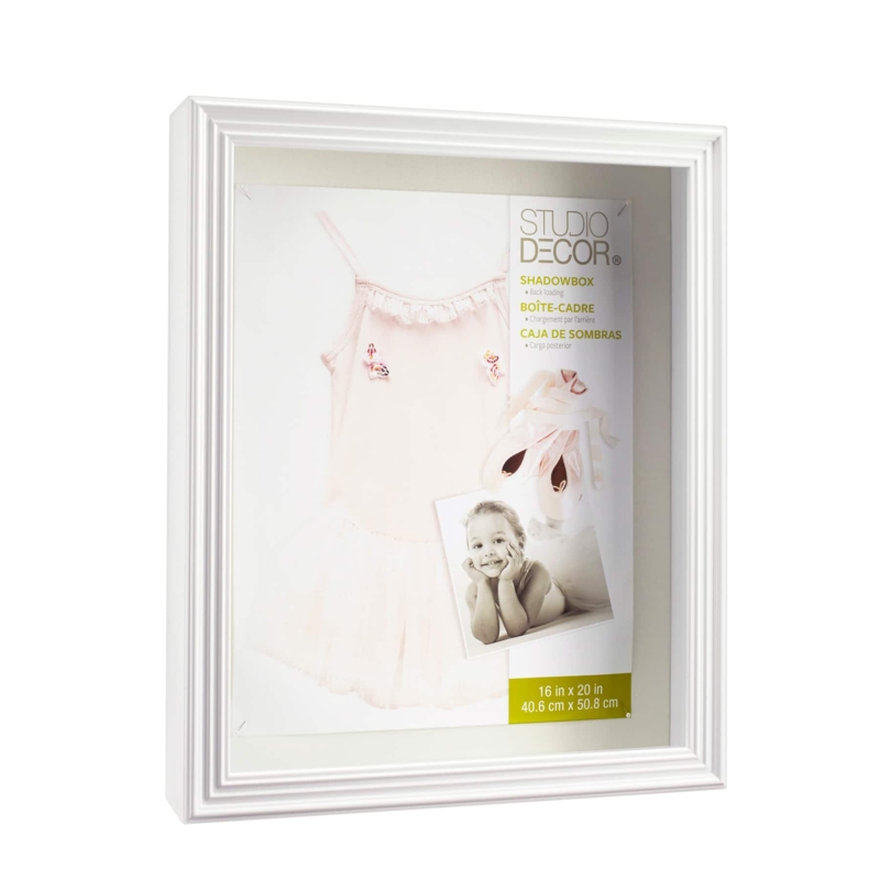 Classic White Shadow Box Frame with Elegant Tiered Molding Profile