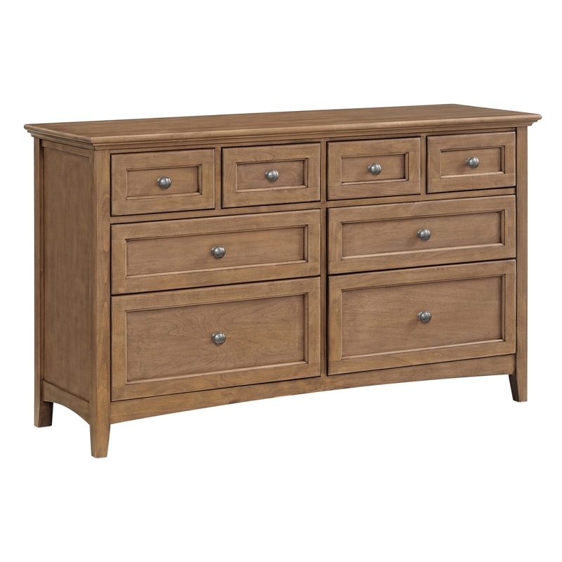 Classic Wood Double Dresser with Graduated Drawers and Framed Fronts