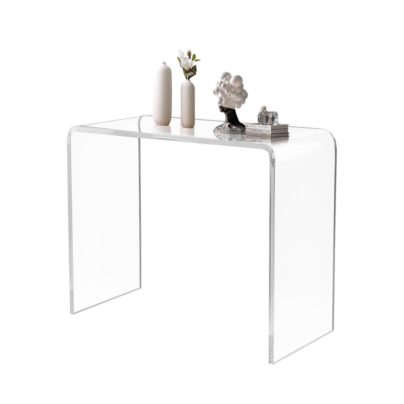 Clear Acrylic Console Table with Thick U-Shape Profile