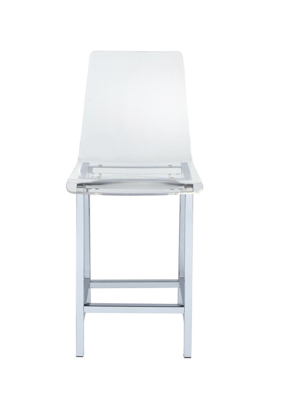 Clear Acrylic Counter Stool with Molded Seat and Polished Chrome Legs