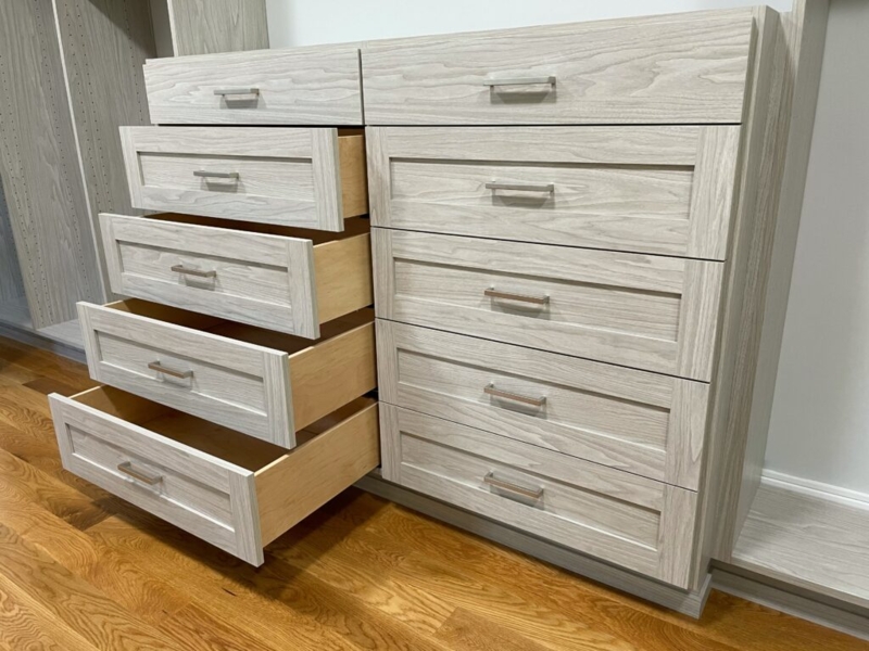 Closet Drawer Unit Light Gray Shaker Style Stylish Organization