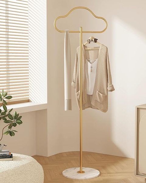 Clothing Rack Whimsical Cloud Shaped Top Round Marble Look Base