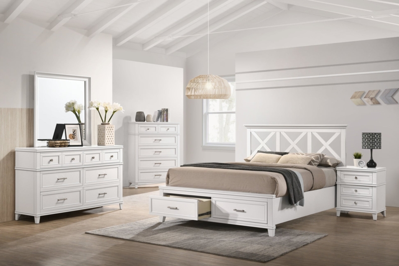 Coastal 6-Drawer Dresser Tapered Legs Metal Bar Pulls Airy Farmhouse