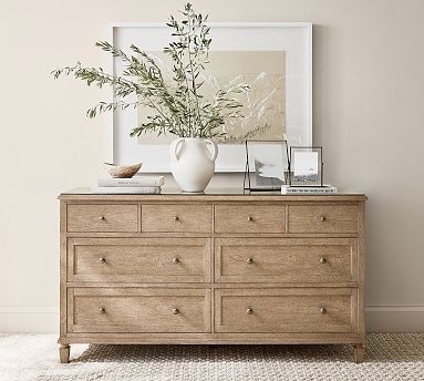 Coastal Whitewashed Wood Dresser with Tapered Feet