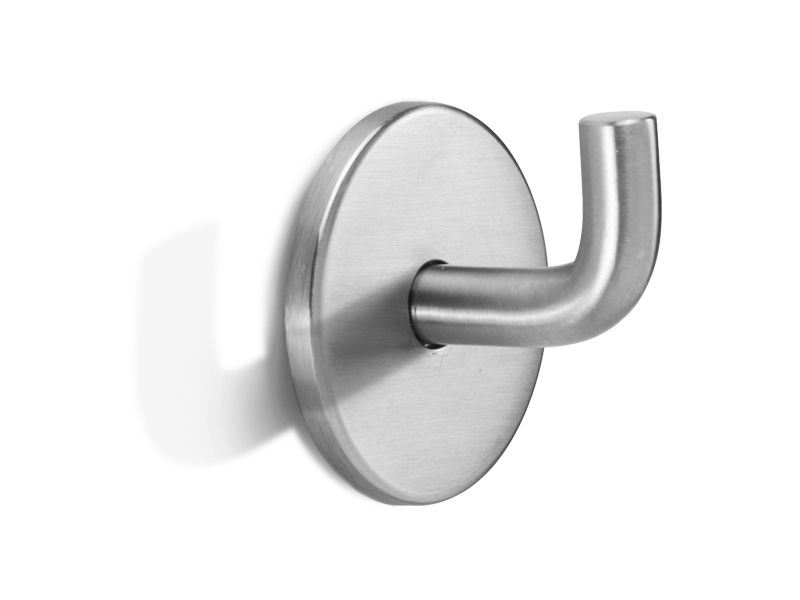 Coat Hook Brushed Metal Circular Backplate Minimalist L-Shaped