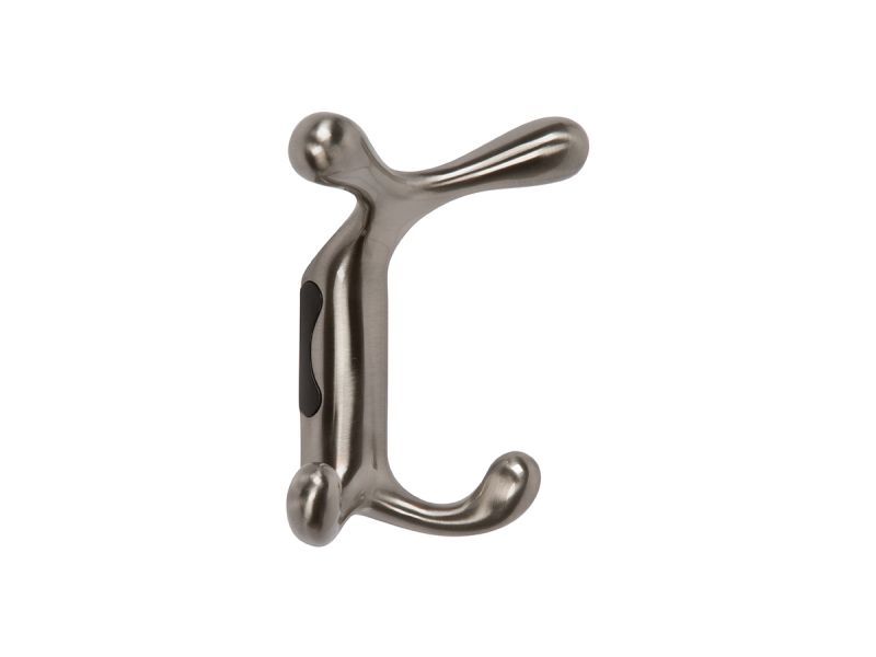 Coat Hook Brushed Metal Organic Shape Multi Prong Modern Design
