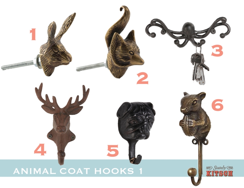Coat Hook Eclectic Animal Shapes Antique Finishes Bronze Vintage Inspired
