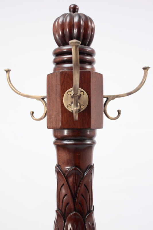 Coat Rack Brass Hook Tree Decor with Acanthus Leaf Carving