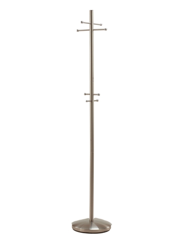 Coat Rack Brushed Steel Finish Ball Tips Weighted Base