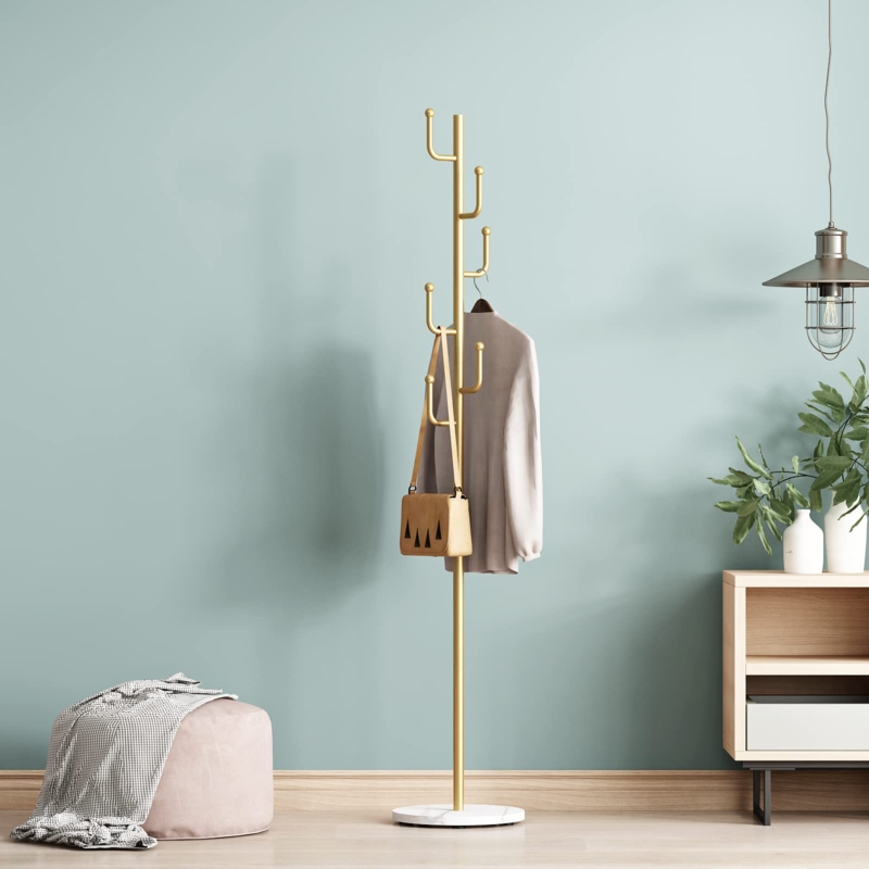 Coat Rack Cactus Inspired Staggered Hooks and Stone Like Base