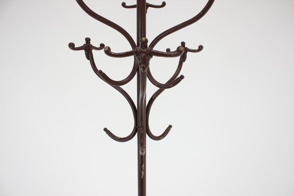 Coat Rack Cast Metal Dark Brown Tiered Hook Design Antique Hall Tree