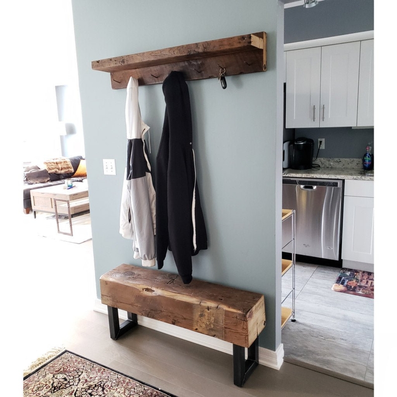 Coat Rack Chunky Timber Matching Set Reclaimed Industrial Rustic