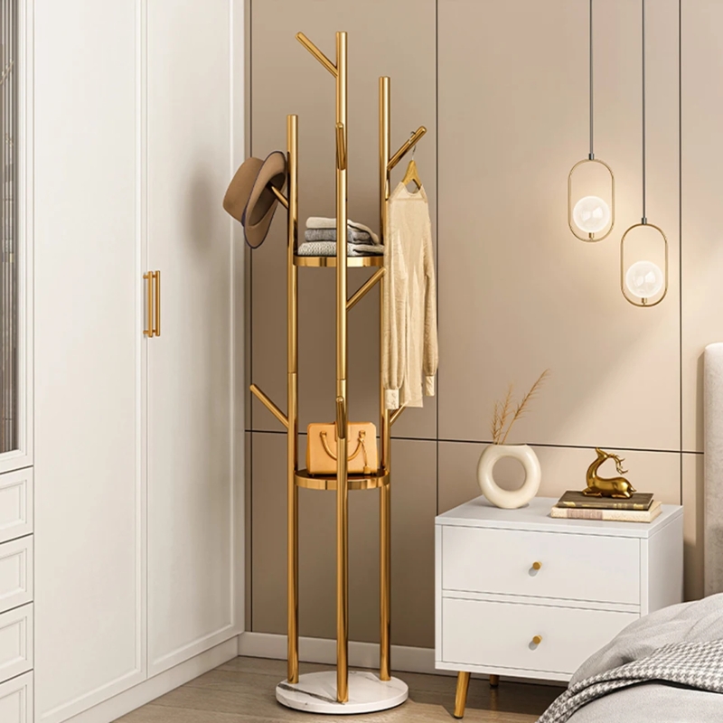 Coat Rack Contemporary Glam Branch Hooks with Circular Shelves