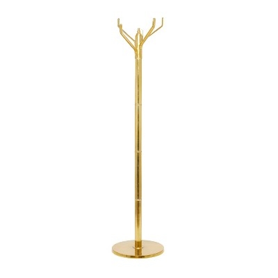 Coat Rack Contemporary Slender Pole with Branch Top Hooks