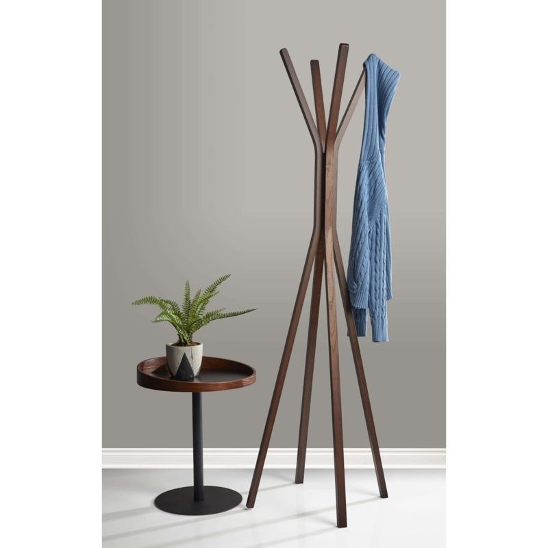 Coat Rack Dark Walnut Finish Sculptural Branches Splayed Legs