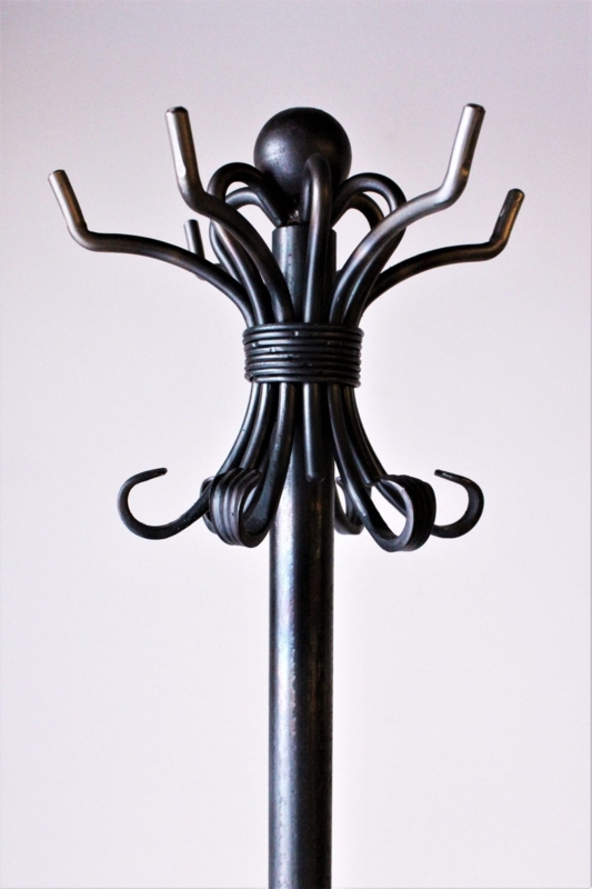 Coat Rack Forged Metal Dark Matte Spherical Finial Stand