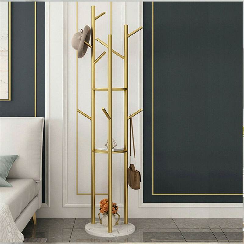 Coat Rack Glam Metallic Tree Style with Multi Tier Hooks