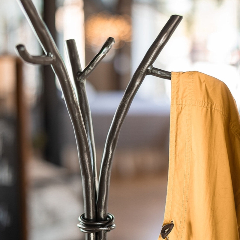 Coat Rack Hand Forged Iron Tree Inspired Branch Hooks Rustic Stand