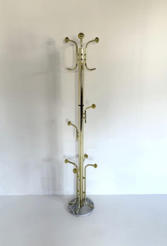 Coat Rack Hollywood Regency Brass Multi Tier Marble Base Ball Tips