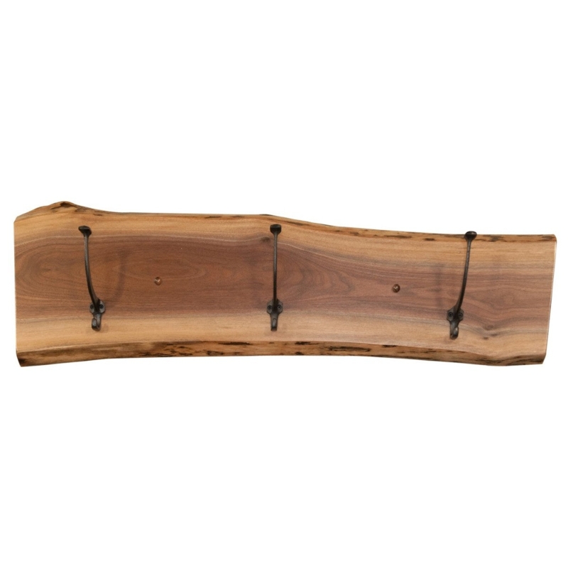 Coat Rack Live Edge Natural Wood Plank Industrial Wood Coat Rack Design