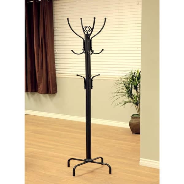 Coat Rack Matte Black Metal Tiered Hook Design Arched Base