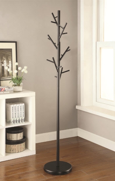 Coat Rack Matte Black Metal Tree Inspired Branches Circular Base