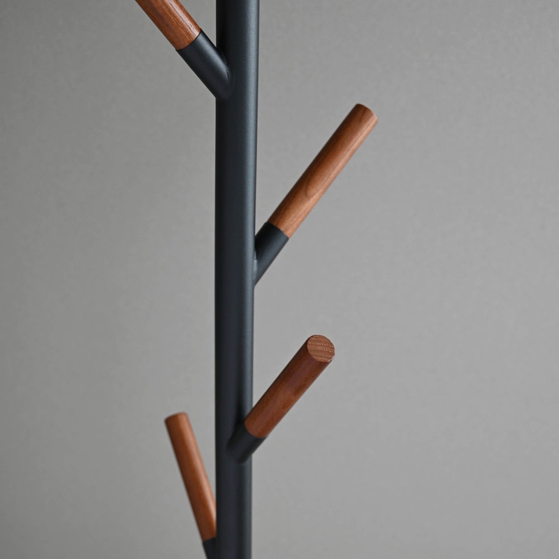 Coat Rack Matte Black Wood Tips Branch Silhouette Scandinavian Stand